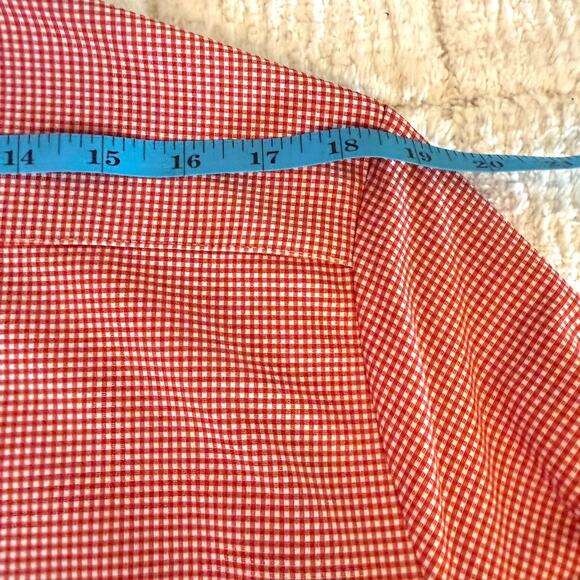Mizzen Main Mens Gingham Red Long Sleeve Button Down Trim Fit Shirt Size Large - Picture 8 of 9